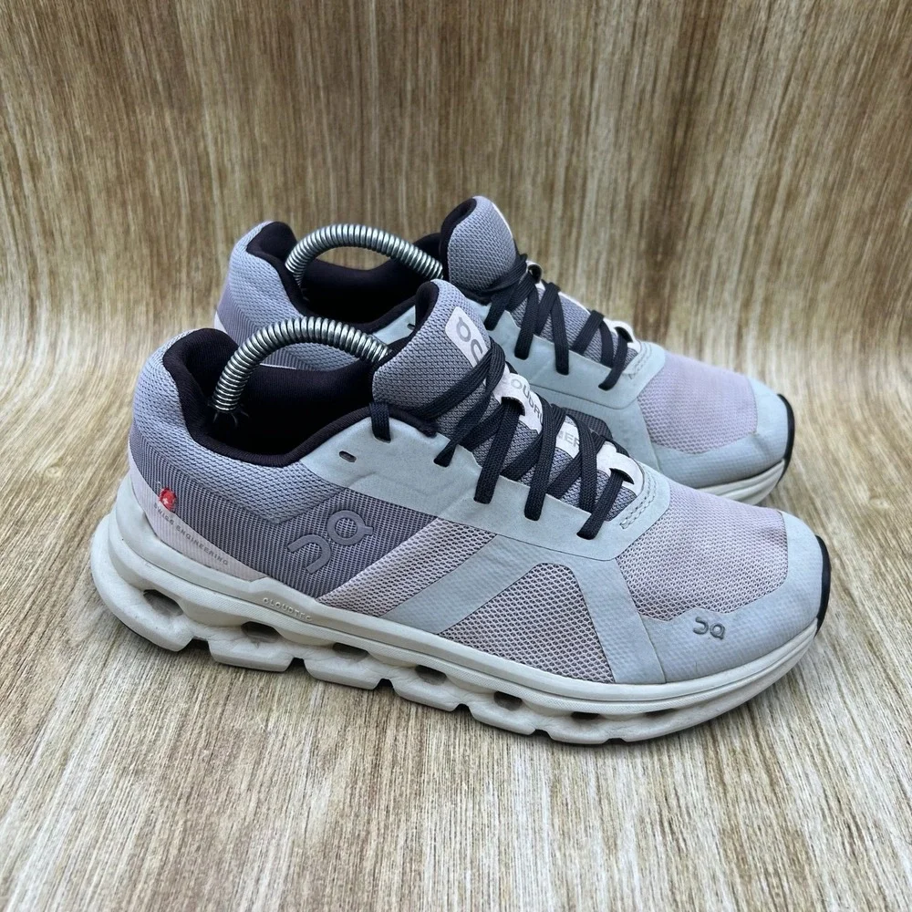 On Cloudrunner Running Shoes Women's Size 6 Grey Black Mesh Stability 46.99019